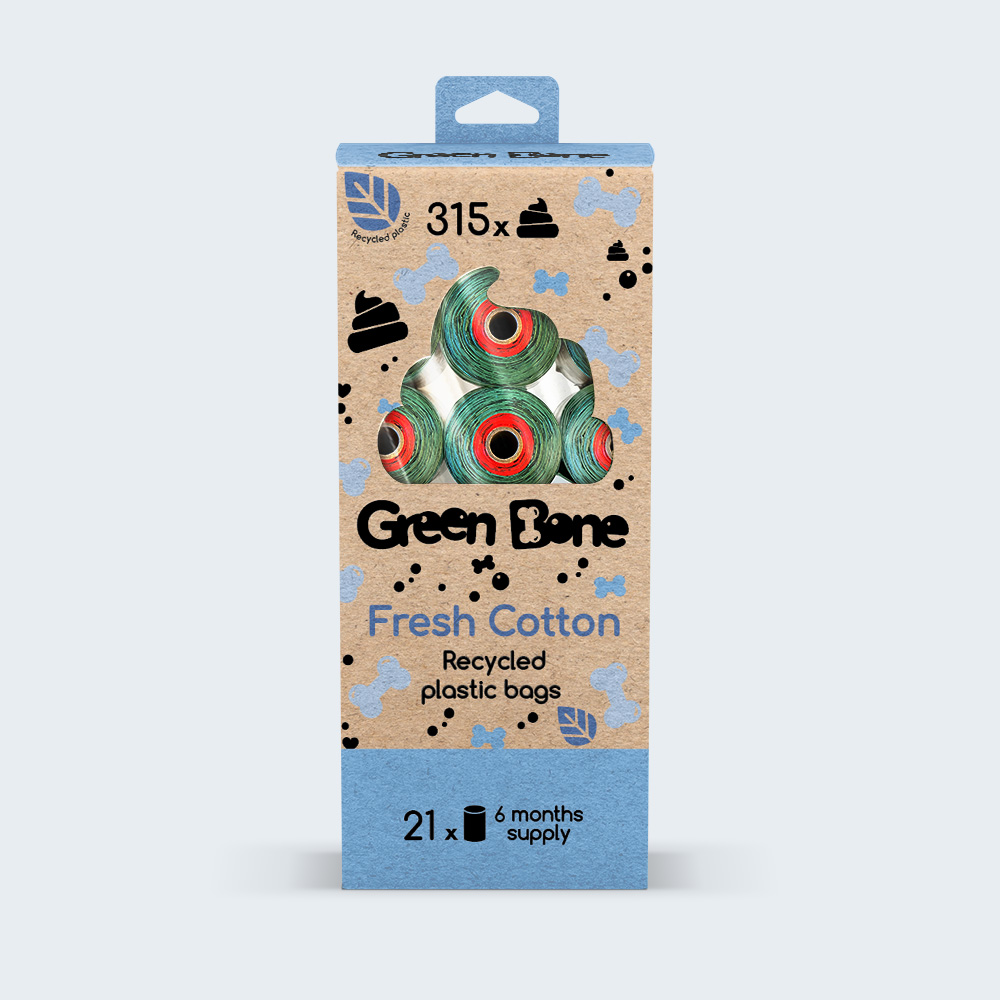 Green Bone hundbajspåsar Fresh Cotton 8-pack - Bild 3